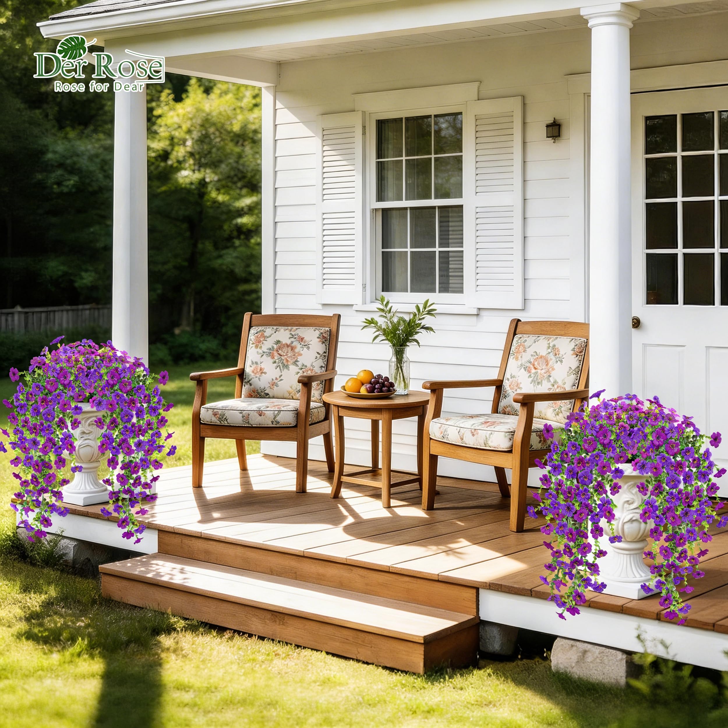 Amazon.com: Der Rose Artificial Hanging Flowers for Outdoors UV